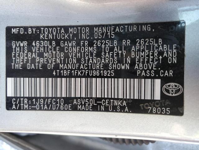 2015 TOYOTA CAMRY LE #3309036154