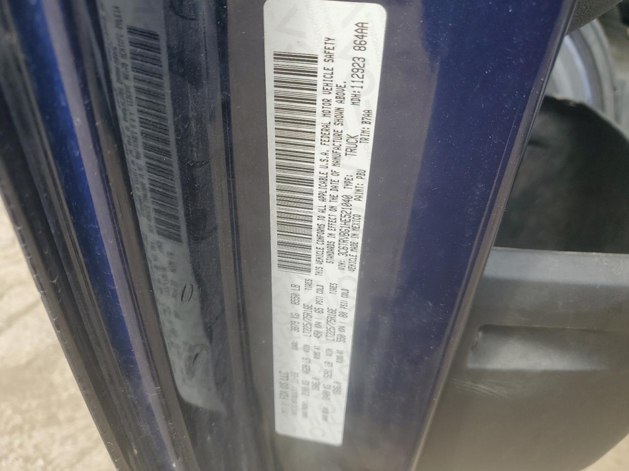 Lot #3303601931 2017 RAM PROMASTER