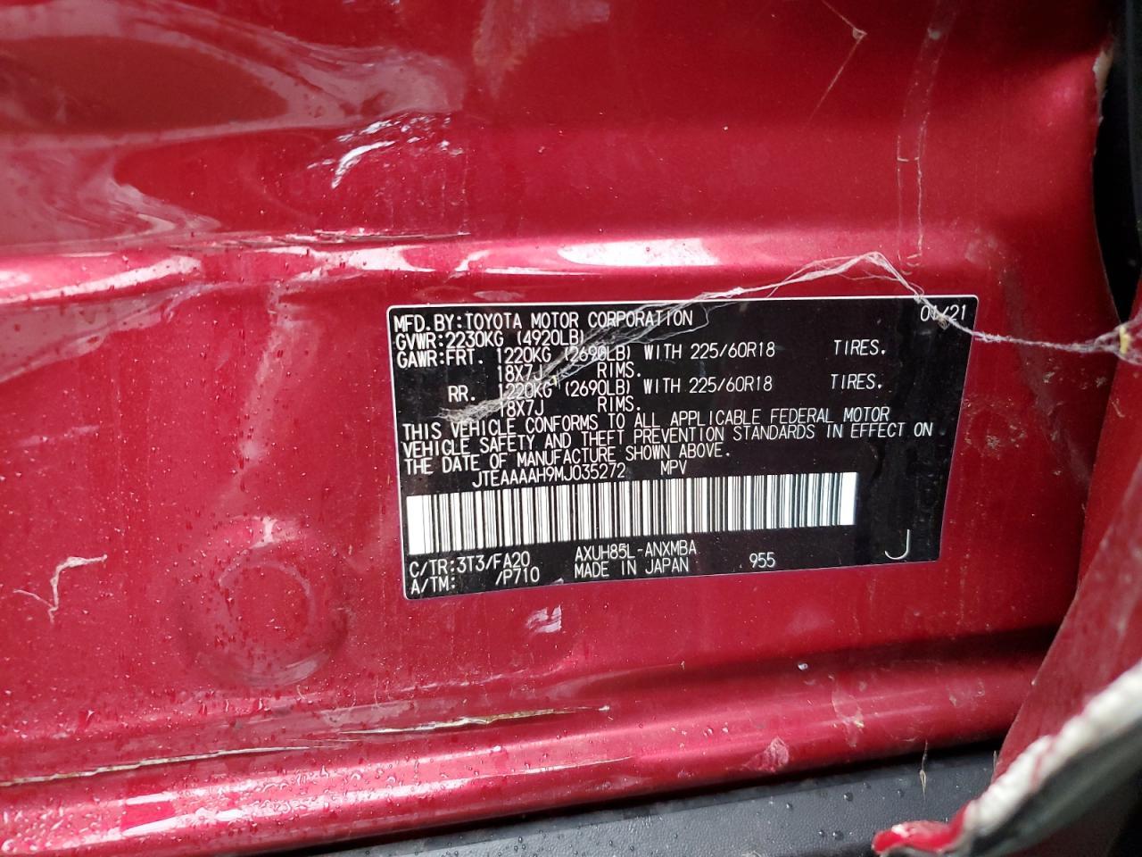 Lot #3281482983 2021 TOYOTA VENZA LE