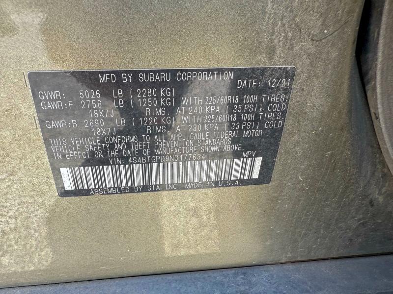 2022 SUBARU OUTBACK TO #3297864776