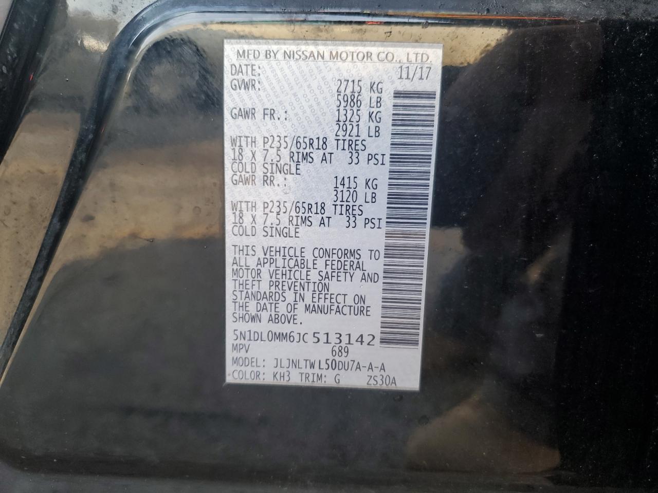 Lot #3305350299 2018 INFINITI QX60