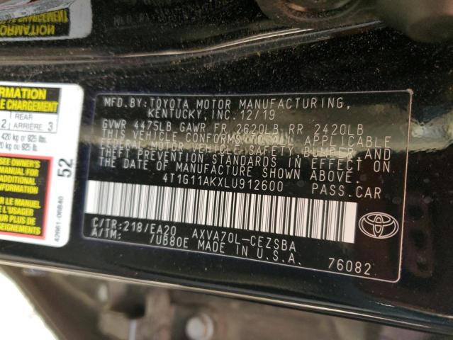 2020 TOYOTA CAMRY SE - 4T1G11AKXLU912600