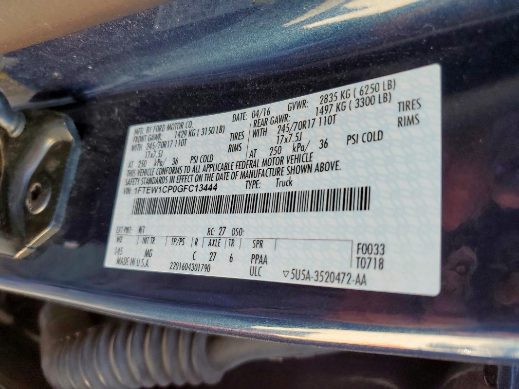 2016 FORD F150 SUPER #3286713300