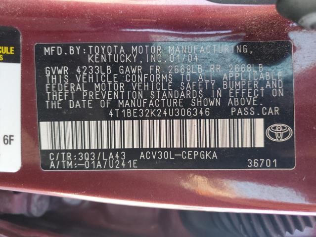 2004 TOYOTA CAMRY LE #3303842524