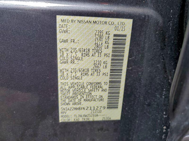 2015 NISSAN MURANO S #3294415497