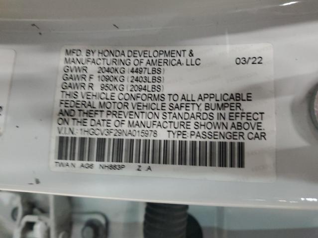 2022 HONDA ACCORD HYB #3282461593