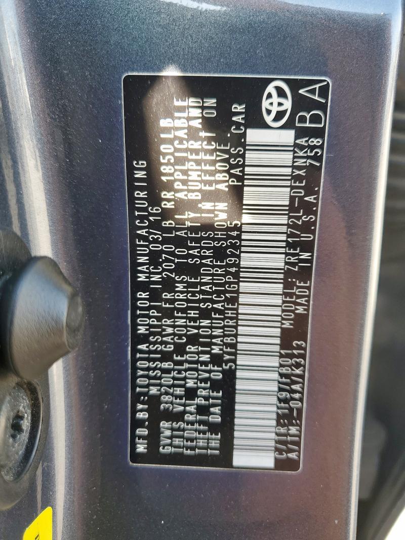 2016 TOYOTA COROLLA L #3284167571