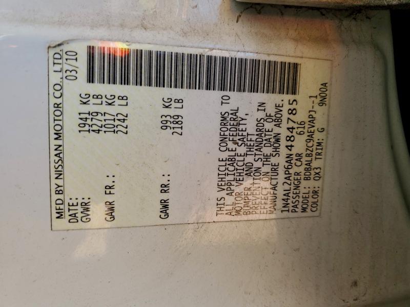 2010 NISSAN ALTIMA BAS #3298153295