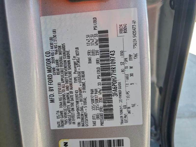 2017 FORD FUSION SE #3317967928