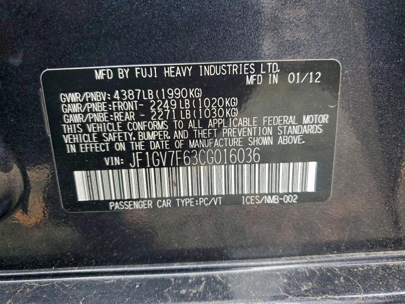 2012 SUBARU IMPREZA WR #3310828651