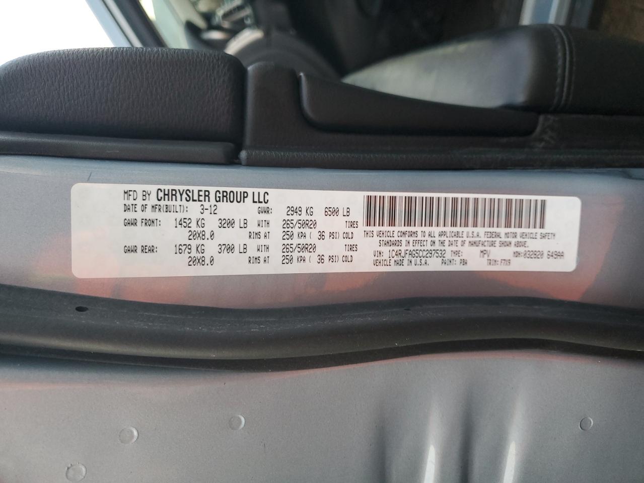 Lot #3293406092 2012 JEEP GRAND CHER