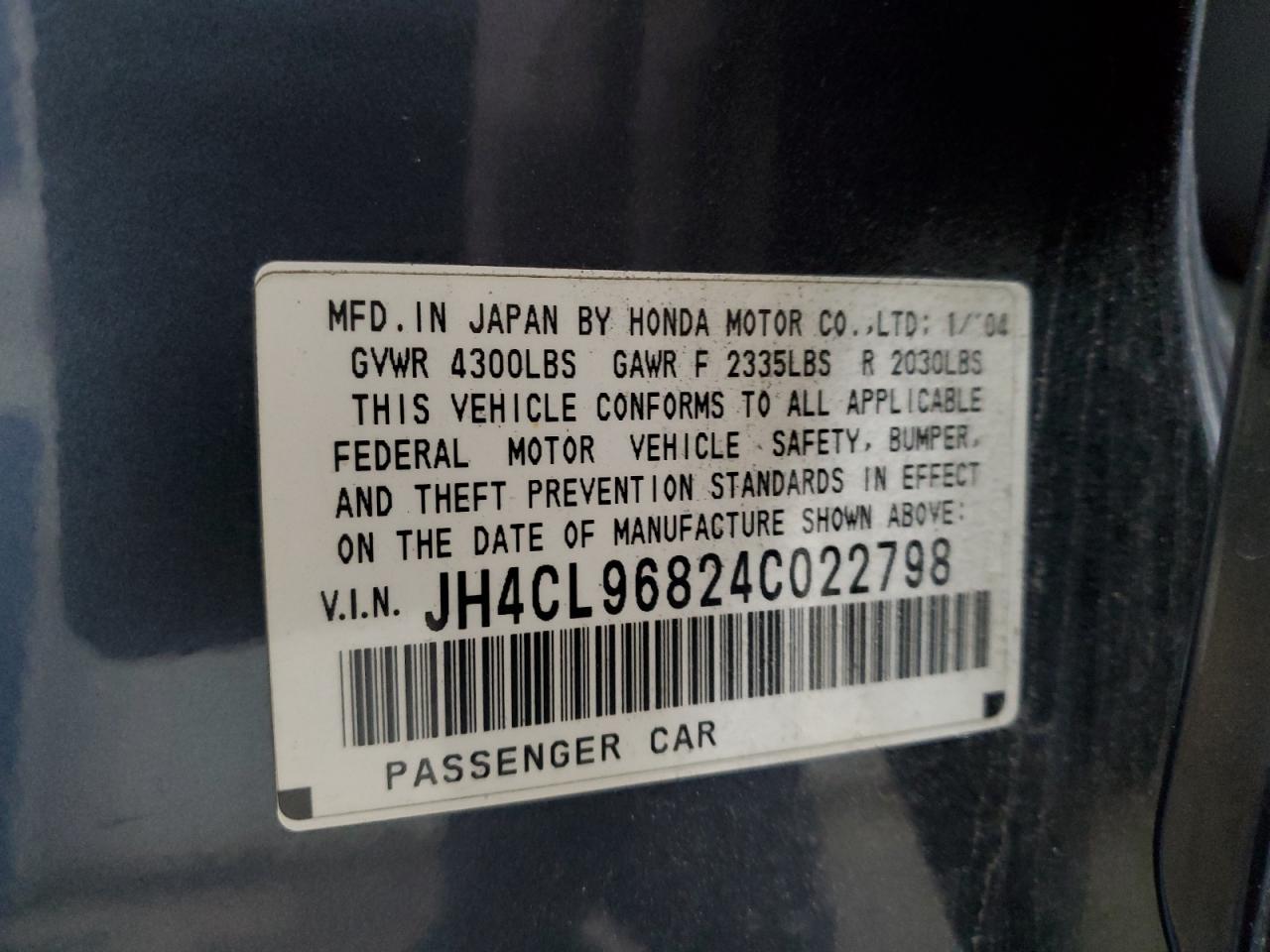 Lot #3301986465 2004 ACURA TSX