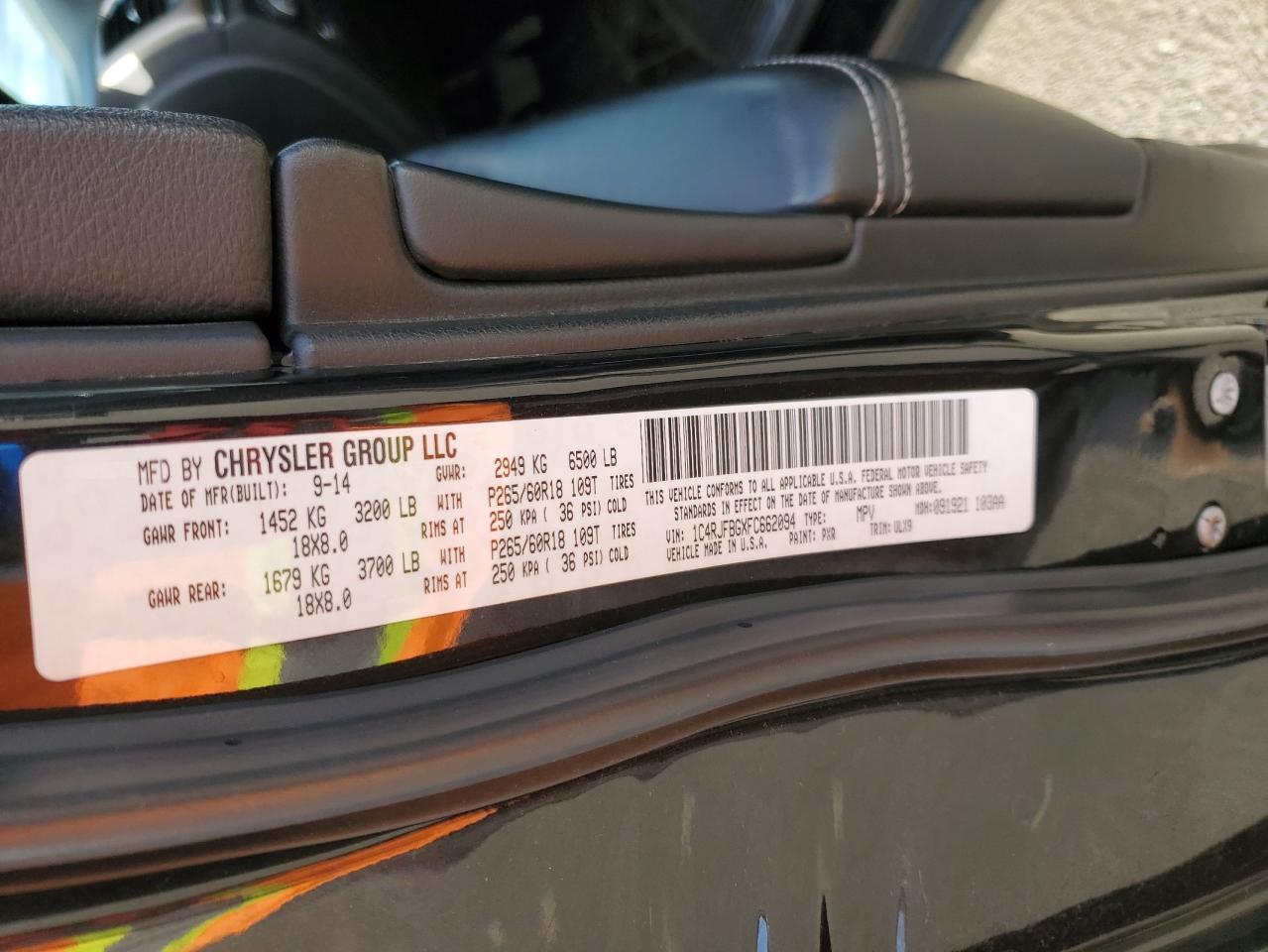 Lot #3304519462 2015 JEEP GRAND CHER