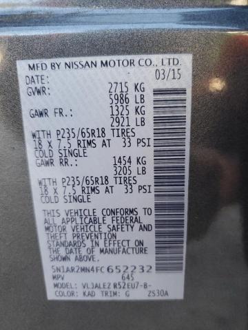 2015 NISSAN PATHFINDER - 5N1AR2MN4FC652232