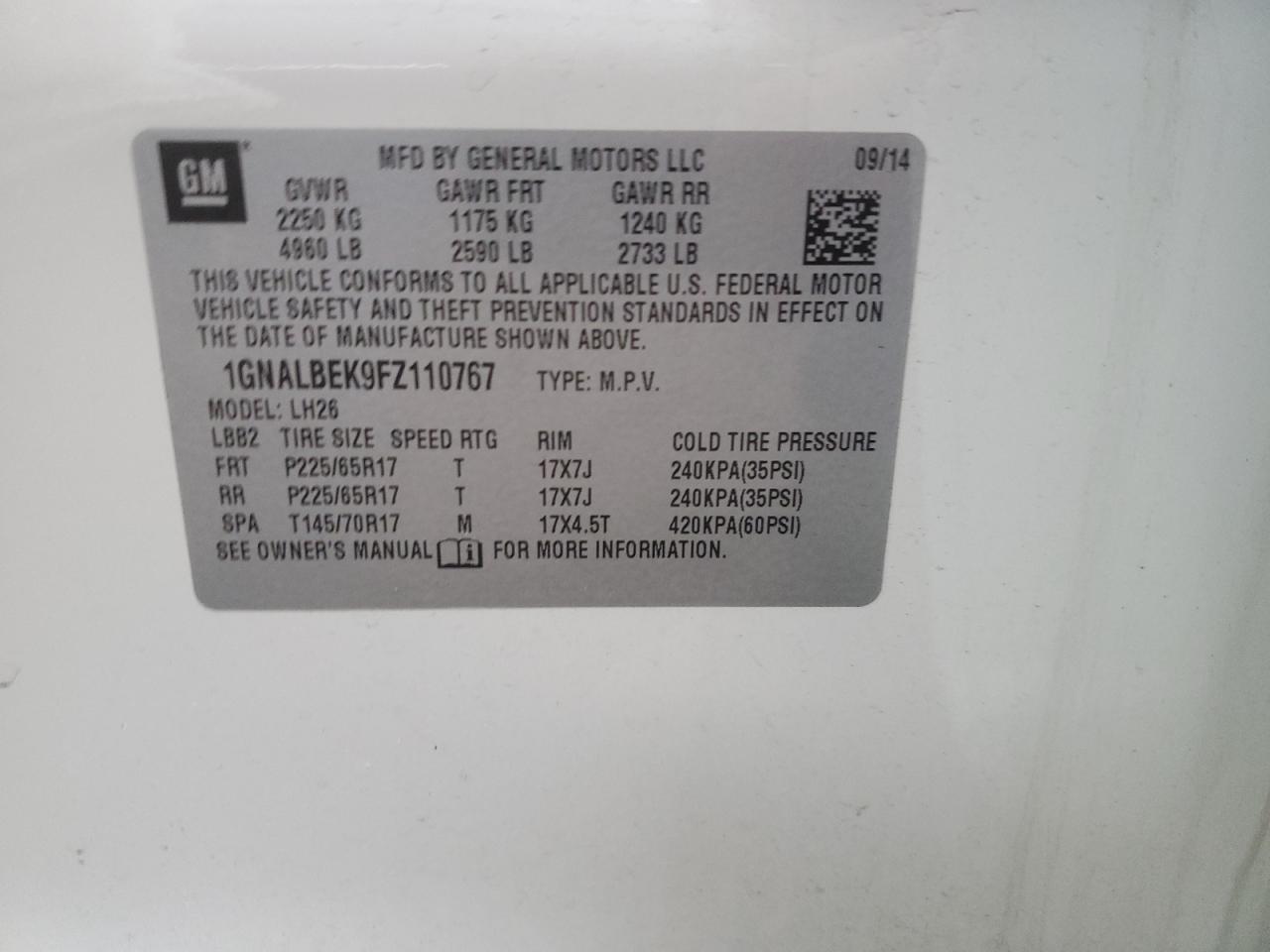 Lot #3296290551 2015 CHEVROLET EQUINOX LT