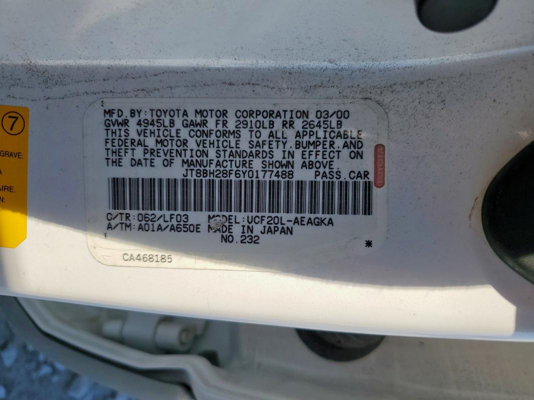 2000 LEXUS LS 400 #3284092574