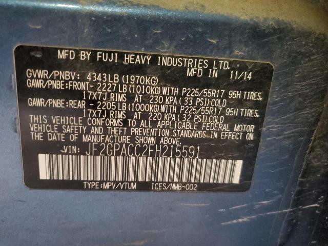 2015 SUBARU XV CROSSTR - JF2GPACC2FH215591