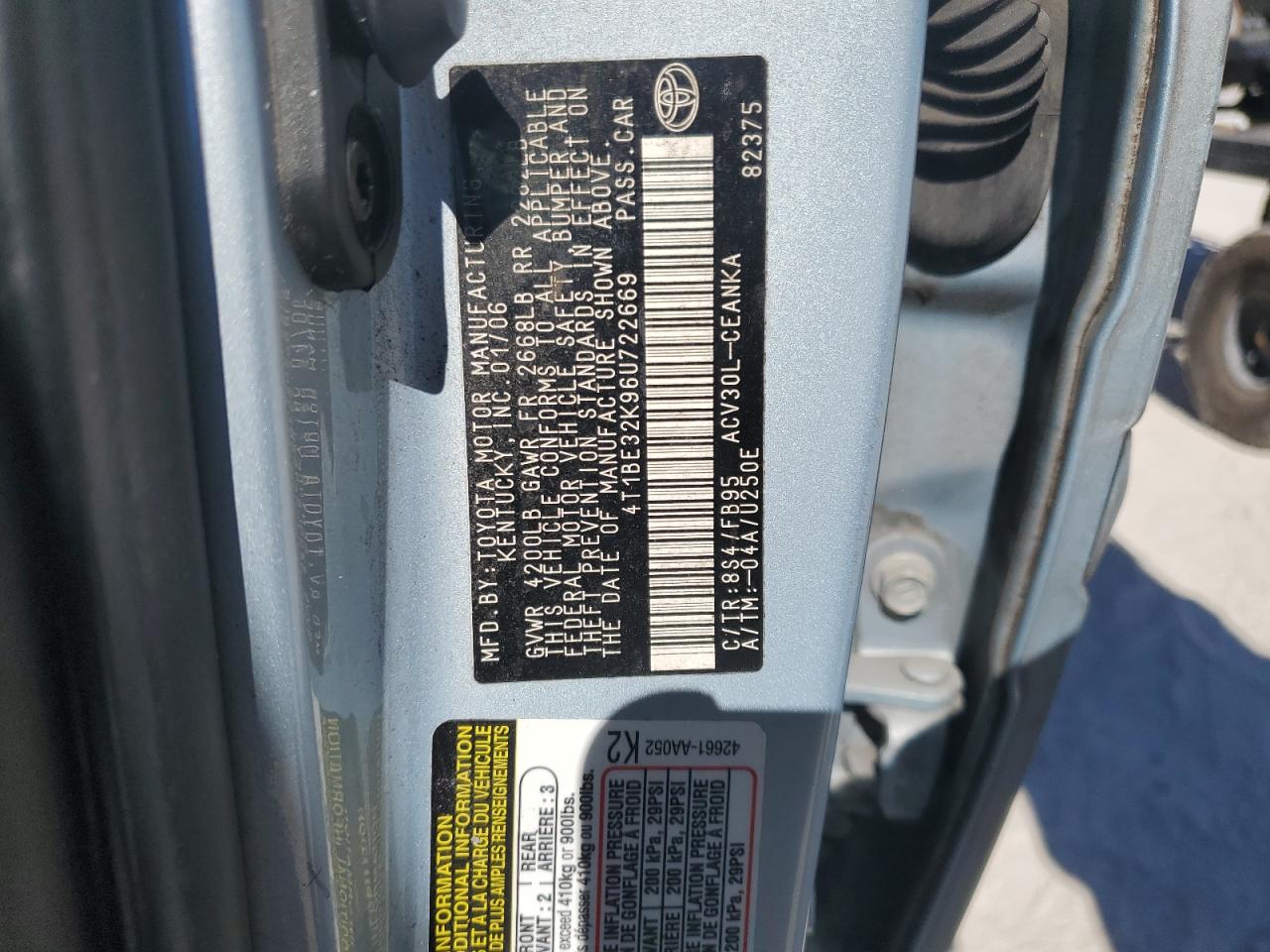 Lot #3301793371 2006 TOYOTA CAMRY LE