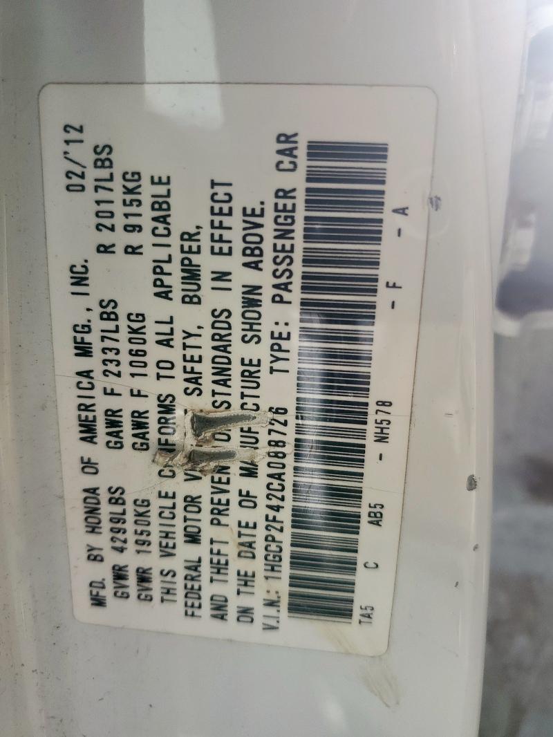 2012 HONDA ACCORD LXP #3306770974