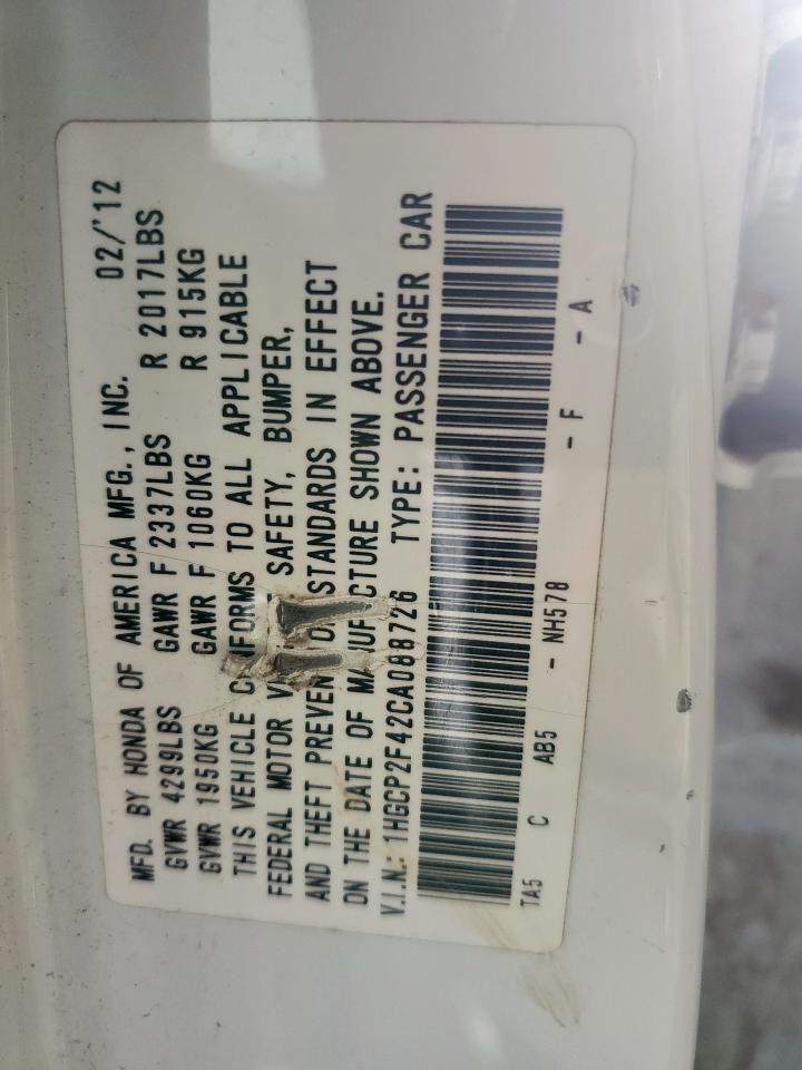 Lot #3306770974 2012 HONDA ACCORD LXP