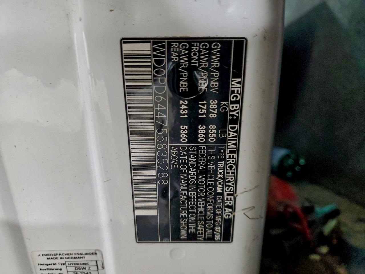 Lot #3298195070 2005 DODGE SPRINTER 2500