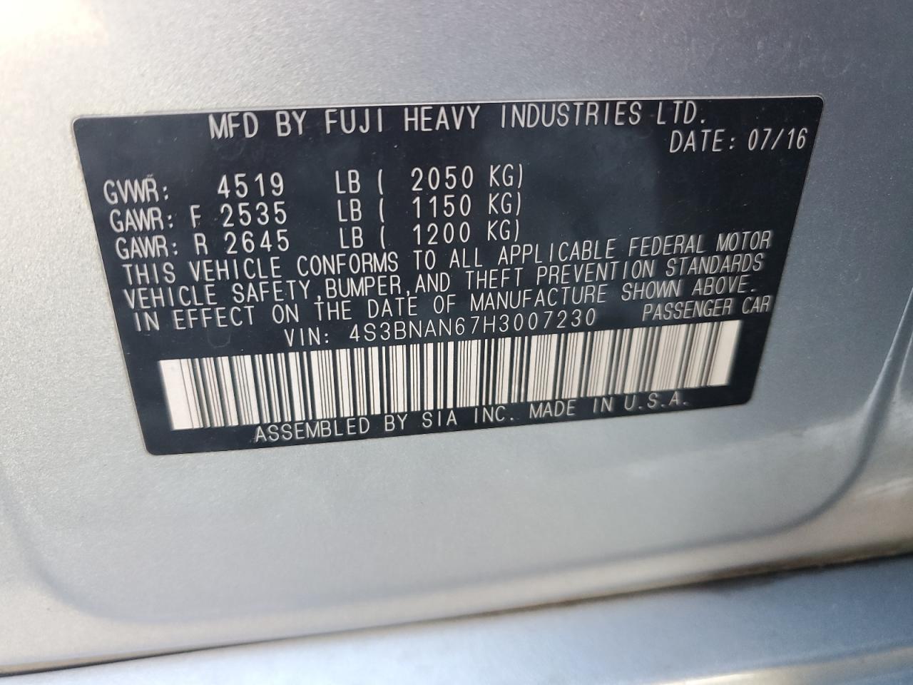 SUBARU LEGACY 2.5I LIMITED