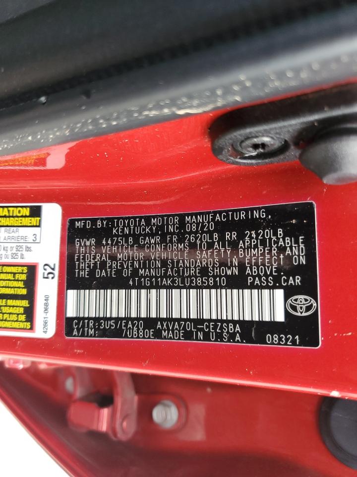 Lot #3317147983 2020 TOYOTA CAMRY SE