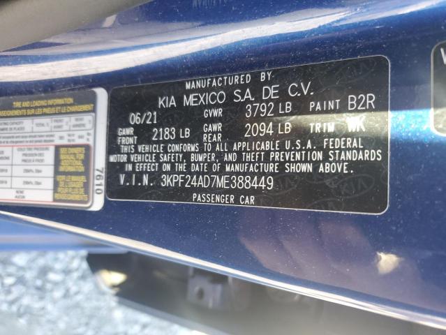 2021 KIA FORTE FE #3310576044