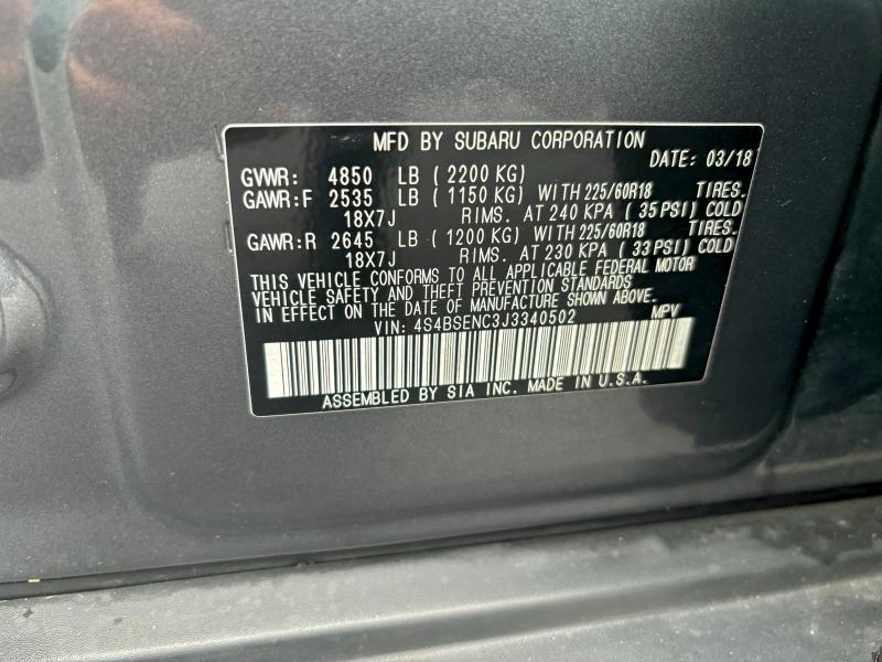 2018 SUBARU OUTBACK 3. #3301651641