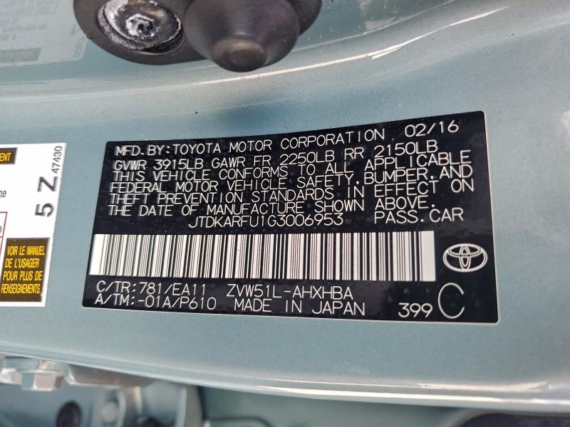2016 TOYOTA PRIUS #3303842527