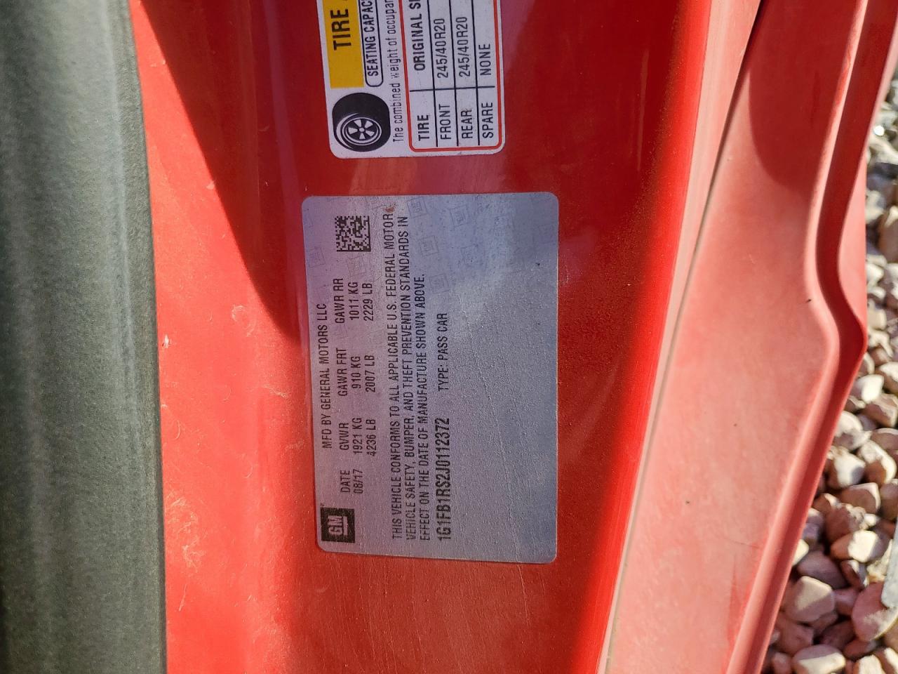 Lot #3309724849 2018 CHEVROLET CAMARO LT