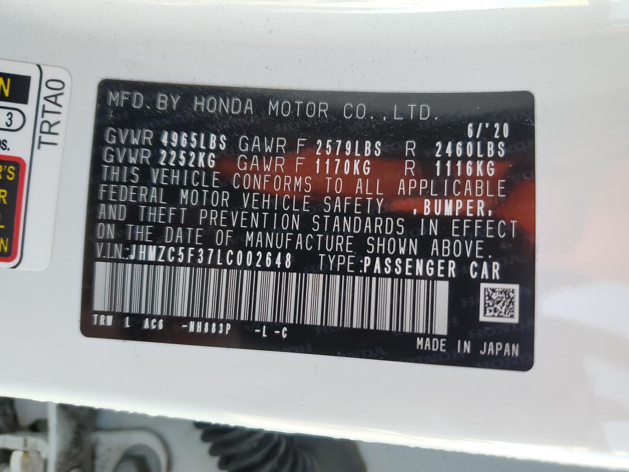 HONDA CLARITY TOURING