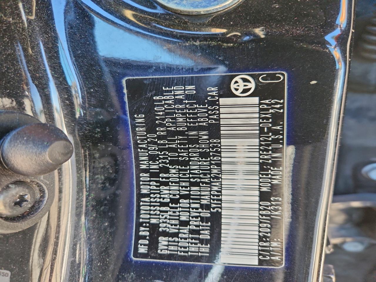 Lot #3303061778 2021 TOYOTA COROLLA LE