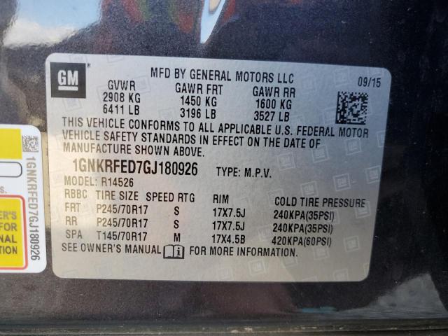 2016 CHEVROLET TRAVERSE L #3291474933