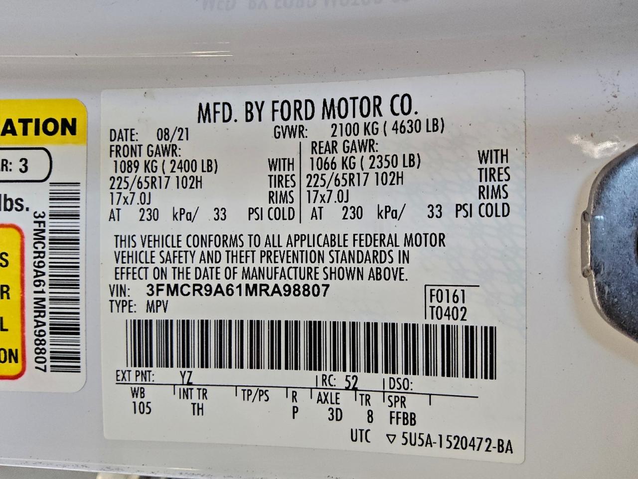 Lot #3303670932 2021 FORD BRONCO SPO