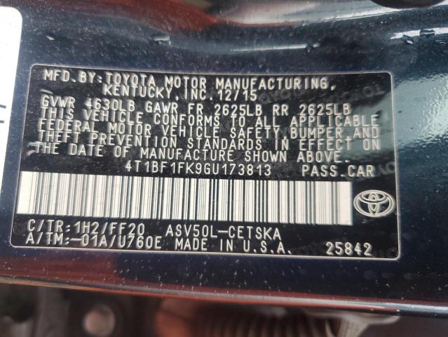 2016 TOYOTA CAMRY LE #3302632087