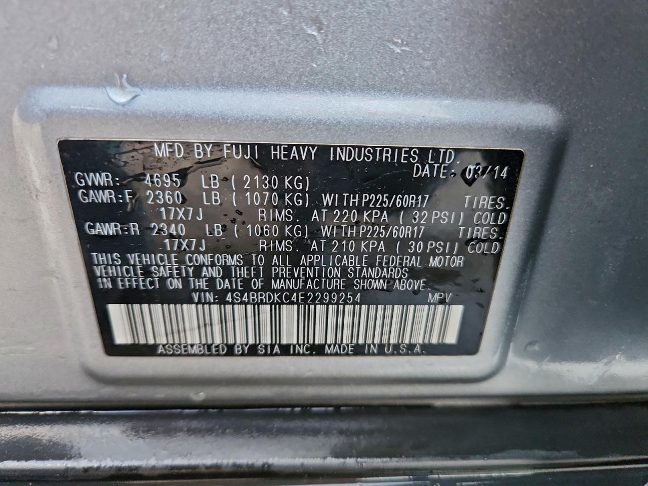 SUBARU OUTBACK 3.6R LIMITED