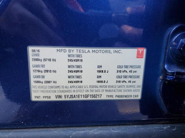 2016 TESLA MODEL S #3286840210