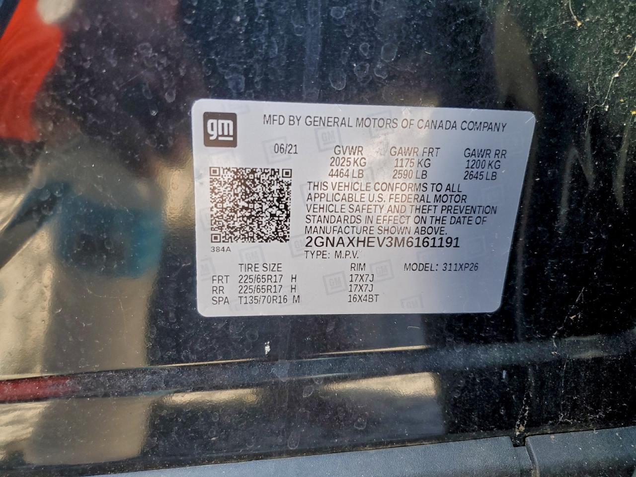 Lot #3302730011 2021 CHEVROLET EQUINOX LS