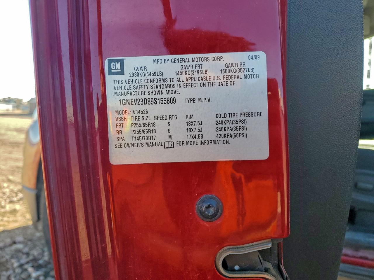 Lot #3297025378 2009 CHEVROLET TRAVERSE L