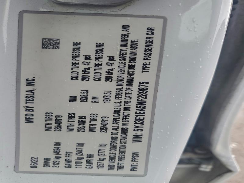 2022 TESLA MODEL 3 #3304602446