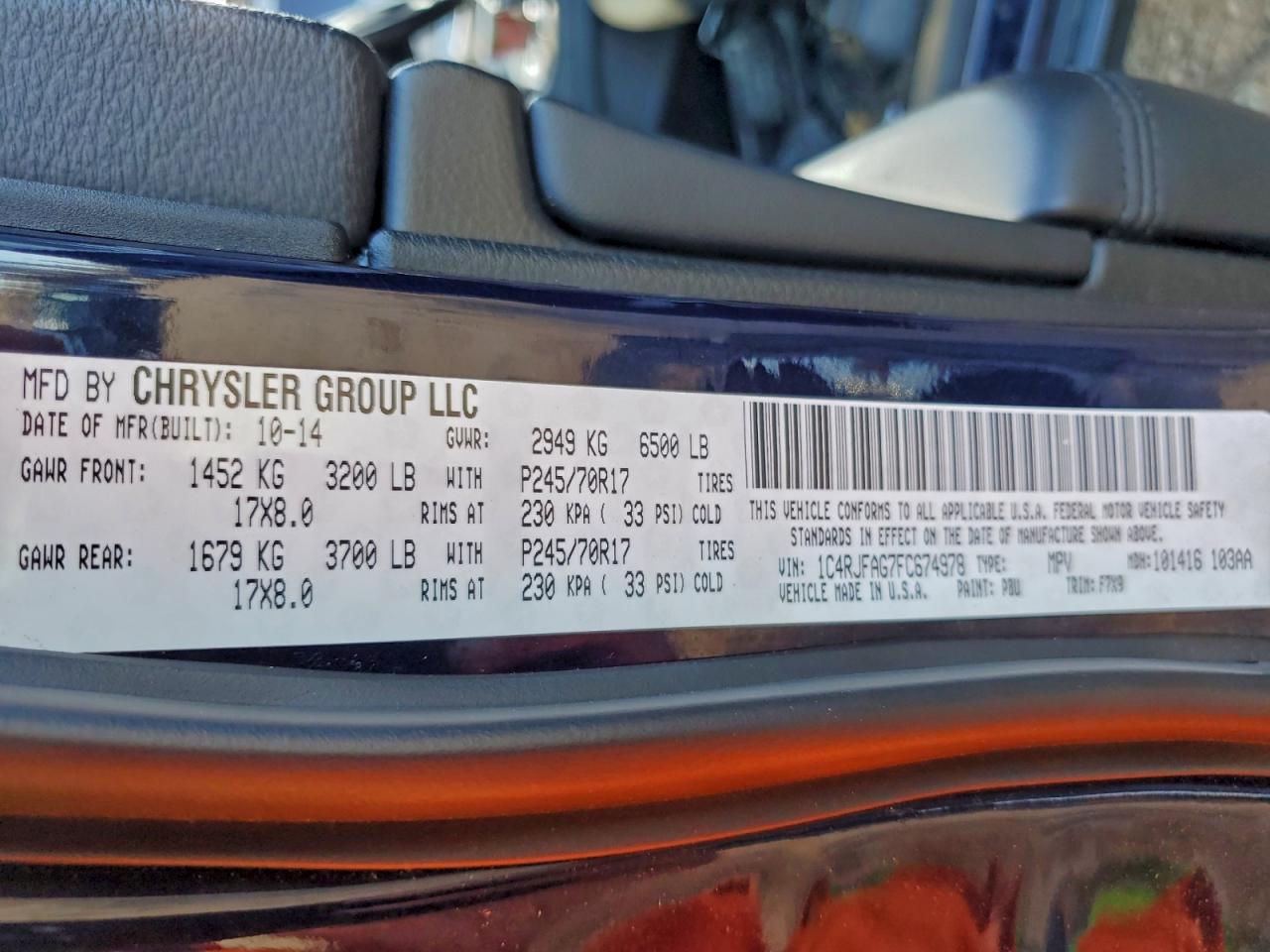 Lot #3309203622 2015 JEEP GRAND CHER