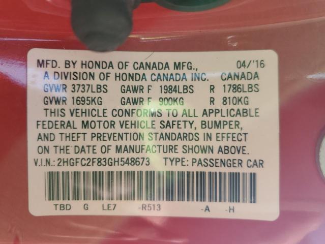 2016 HONDA CIVIC EX #3297897778