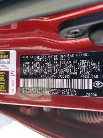 2015 TOYOTA CAMRY LE #3304141501