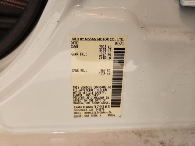 2021 NISSAN ALTIMA SR #3302923093