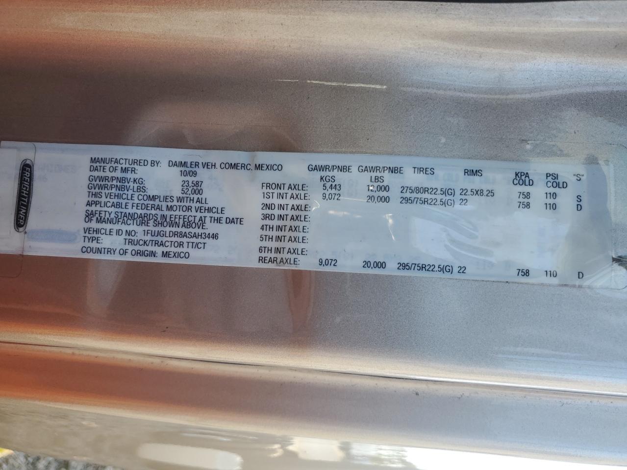 Lot #3290329942 2010 FREIGHTLINER CASCADIA