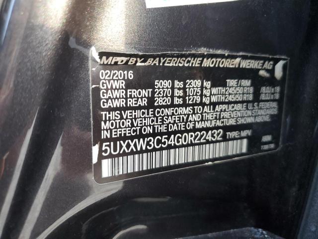 2016 BMW X4 XDRIVE2 5UXXW3C54G0R22432