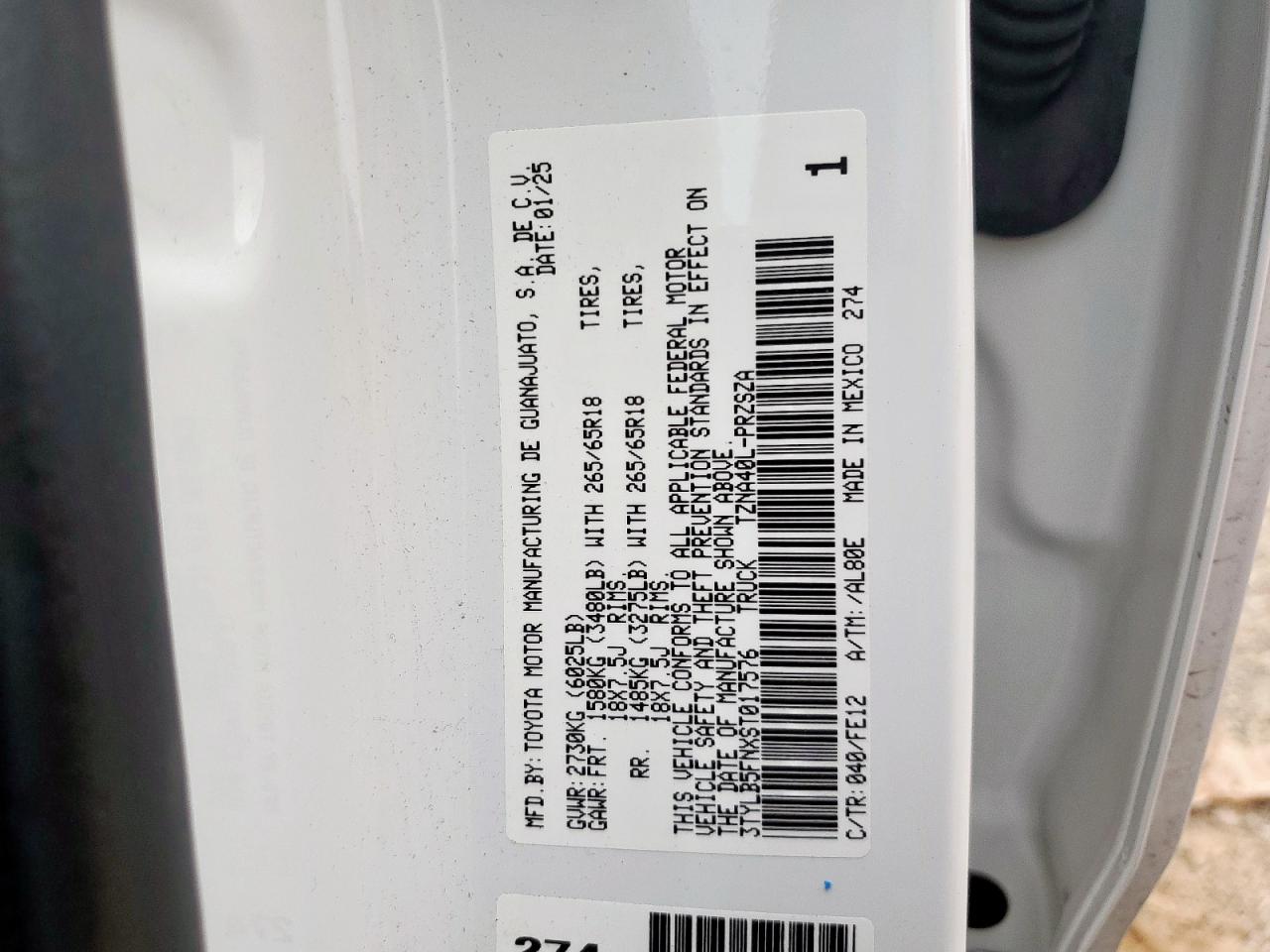 Lot #3317085979 2025 TOYOTA TACOMA DOU