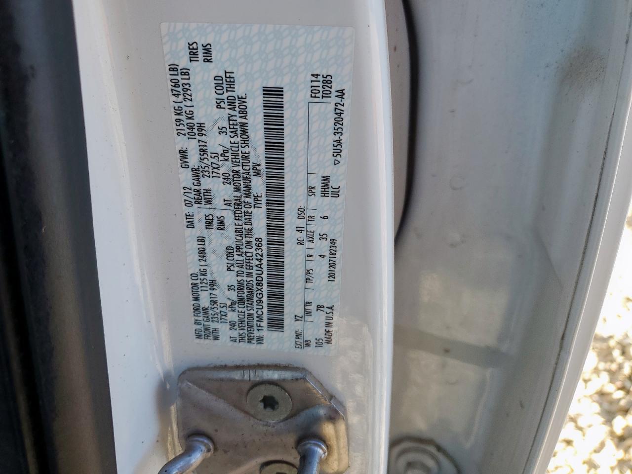 Lot #3301798328 2013 FORD ESCAPE SE