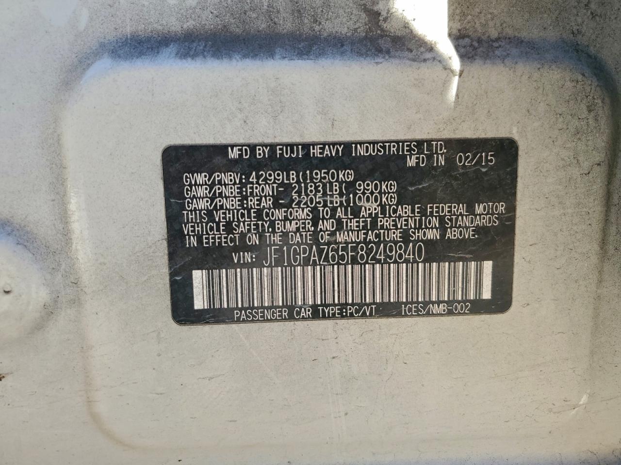 SUBARU IMPREZA SPORT LIMITED